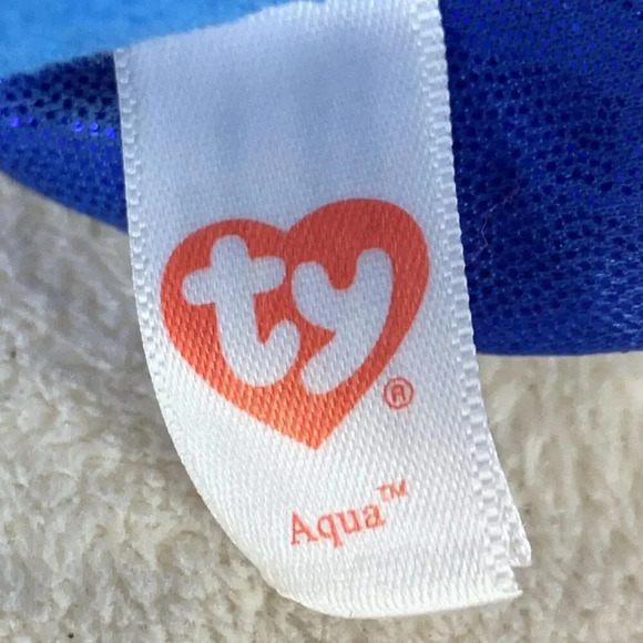 TY BEANIE BOOS AQUA THE 8" BLUE METALLIC FISH PLUSH STUFFED ANIMAL 2017 - Picture 4 of 10